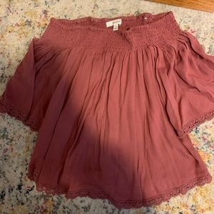 Off the shoulder pink blouse